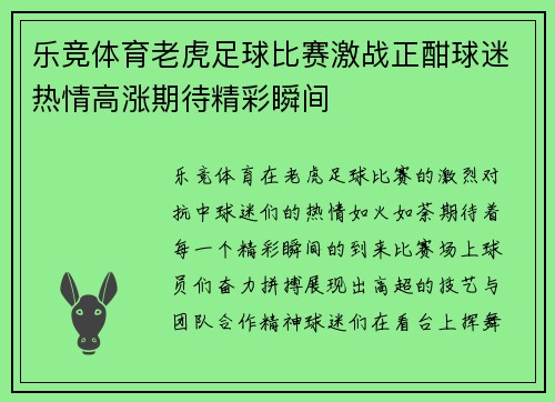 乐竞体育老虎足球比赛激战正酣球迷热情高涨期待精彩瞬间